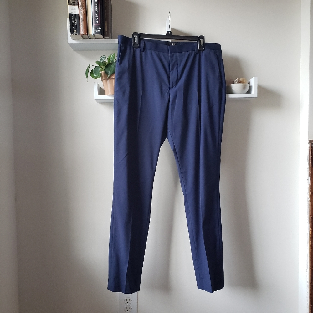 Navy blue dress pants super skinny fit